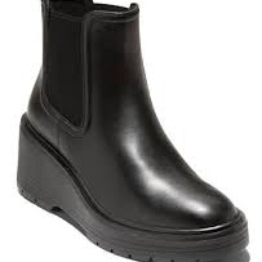 Cole Haan ZEROGRAND City 50MM Leather Wedge Ankle Boots Size 7.5